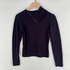 Calvin Klein Soft Purple‎ Silk Cashmere Beaded Shawl Neck Sweater